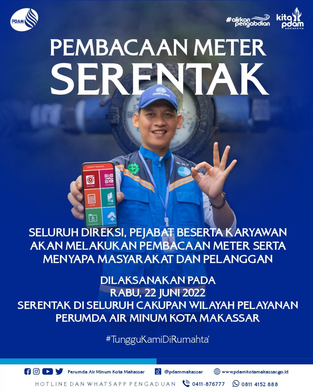 Setelah Penagihan Serentak, Besok Direksi PDAM Makassar Turun Langsung Lakukan Pembacaan Meter Pelanggan 